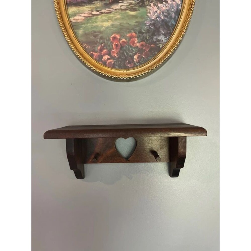Vintage Wood Heart Shelf Cottagecore